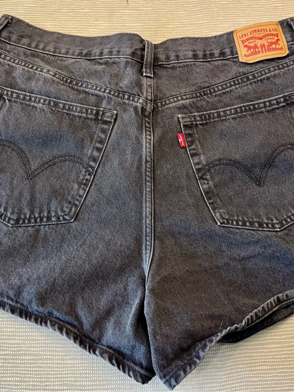 High-Rise Black Denim Shorts